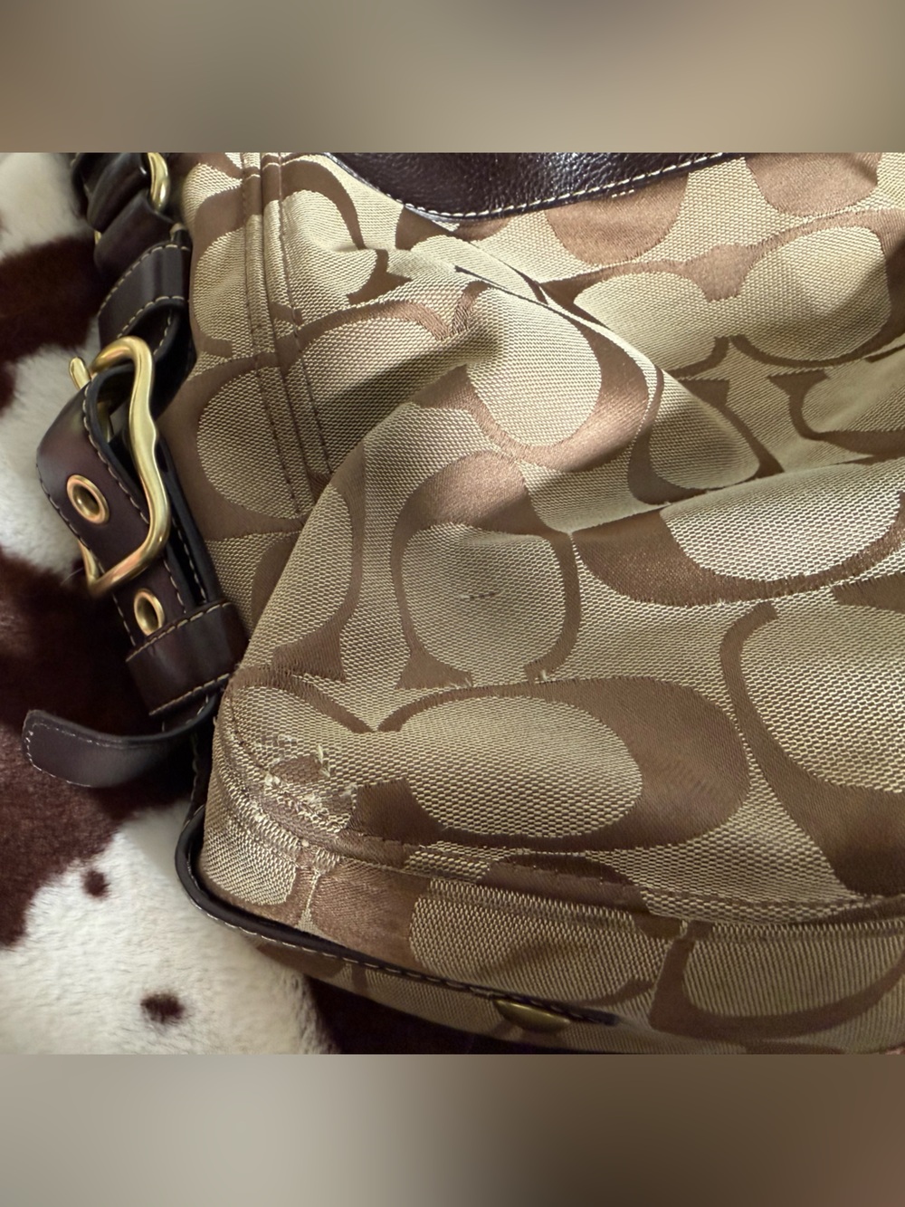 Tan and brown signature vintage coach bag - Picture 9 of 12